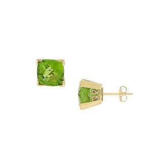 Peridot Earrings : 14K yellow Gold - 2.75 CT TGW