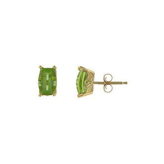 Peridot Earrings : 14K Yellow Gold - 1.00 CT TGW