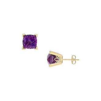 Amethyst Earrings : 14K Yellow Gold - 1.25 CT TGW