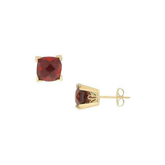 Garnet Earrings : 14K Yellow Gold - 1.66 CT TGW